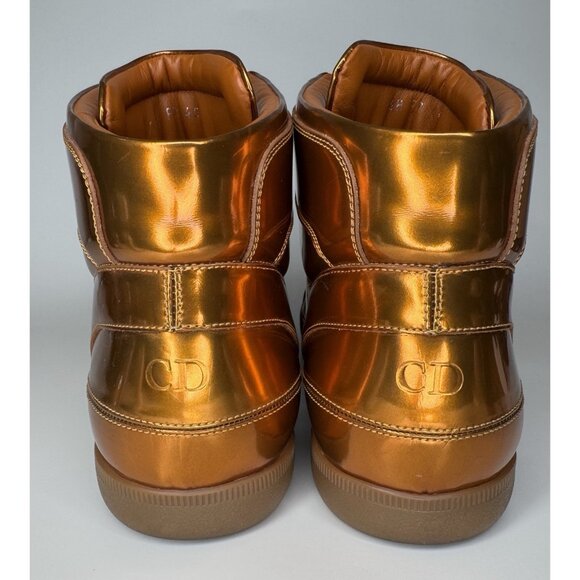 Dior Size Eu 45 Us 12 Metallic Cooper Liquid Gold High Top Sneaker Mens Shoes - Picture 5 of 11